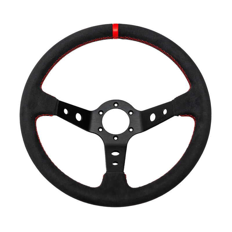 DriftShop Premium Steering Wheel (90 mm Dish), Alcantara, Black Spokes